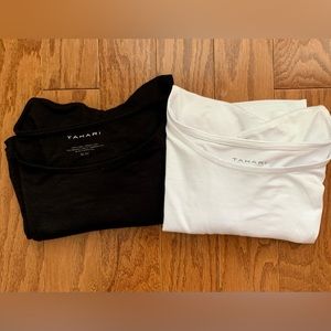 2 Tahari Rayon/Spandex Tops Black and White Size Medium NWOT